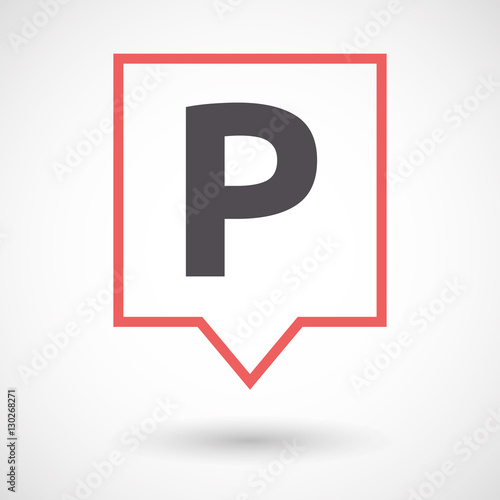 Isolated tooltip with    the letter P