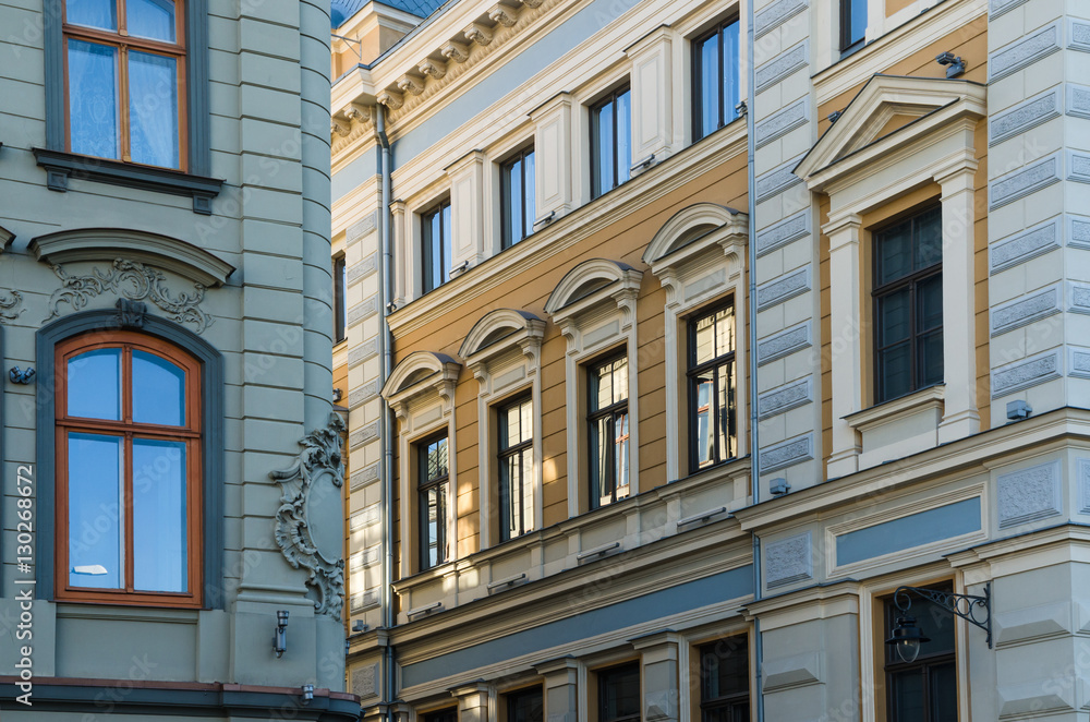 Facade of the old building in Riga