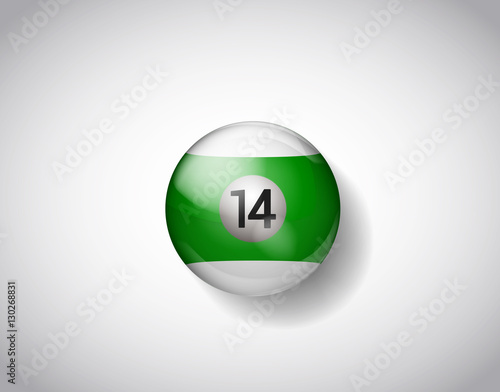 Fourteen green yellow ball pool. Vector illustration billiards i