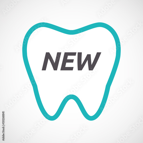 Isolated tooth with    the text NEW