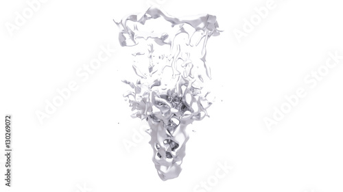 Isolated splash of molten metal on a white background. 3d illust