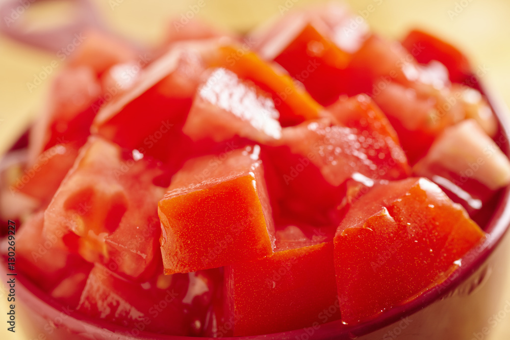 chopped tomato pieces chopped tomato pieces