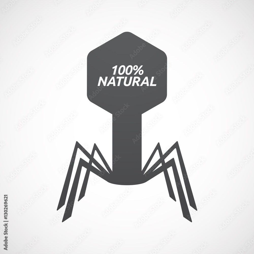 Fototapeta premium Isolated virus with the text 100% NATURAL