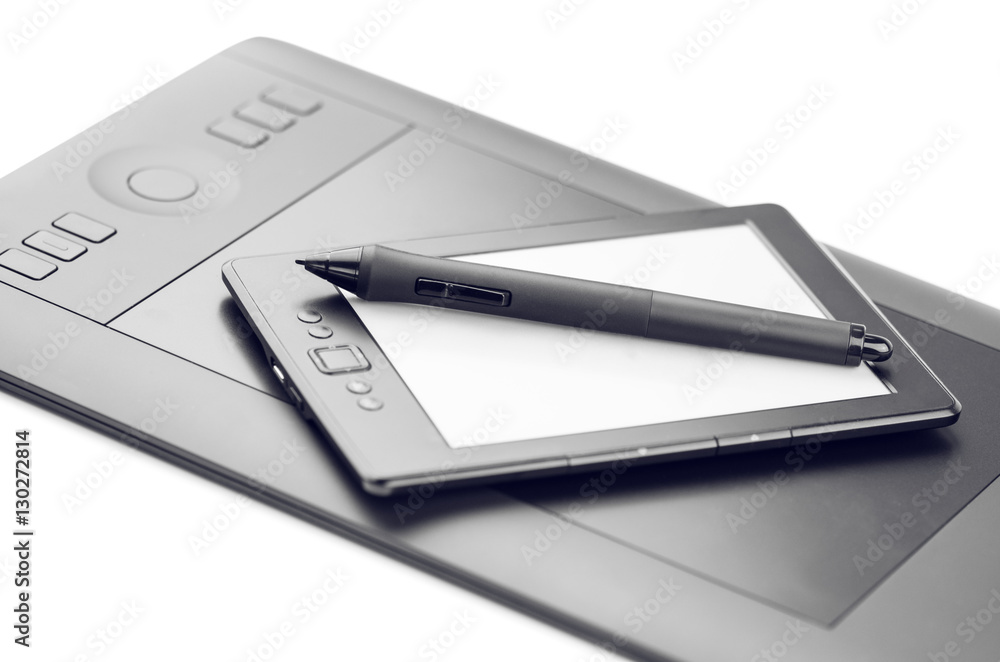Graphic Tablet And E-Reader On White Background Isolated Graphic Tablet And E-Reader On White Background Isolated