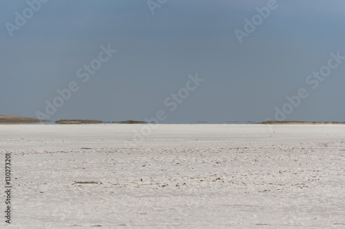 Salt dry and cracked lake at Dzhankoy photo