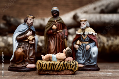 Canvas the three kings adoring the Child Jesus