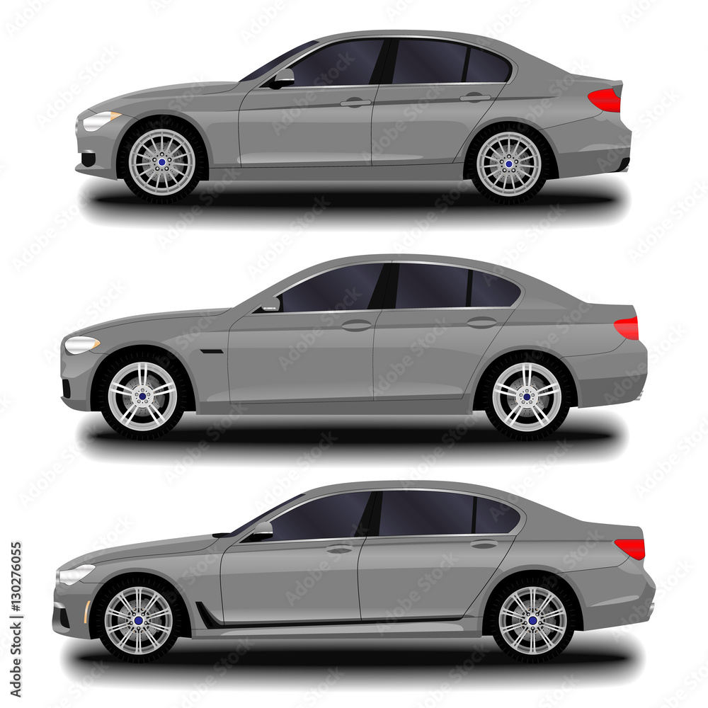 Fototapeta premium realistic car. sedan. set