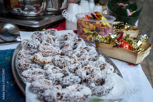 Traditional Christmas market with handmade souvenirs photo