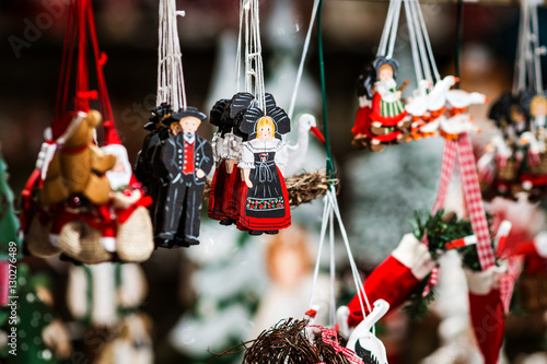 Traditional Christmas market with handmade souvenirs