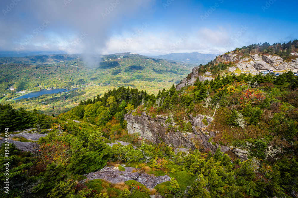 View of the rugged landscape of Grandfather Mountain, near Linvi