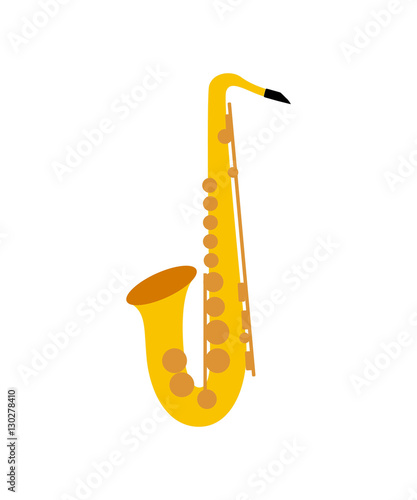Silhouette of a saxophone on the white background.