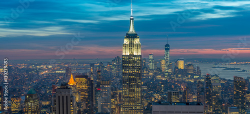 View of New York Manhattan during sunset hours photo