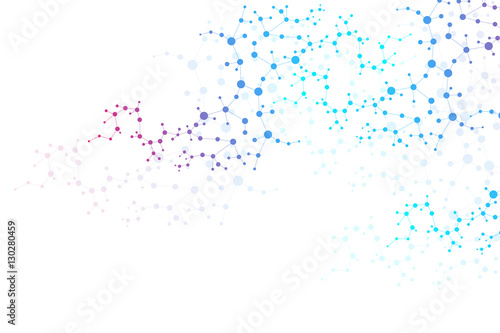 Structure molecule and communication. Dna, atom, neurons. Scientific concept for your design. Connected lines with dots. Medical, technology, chemistry, science background. Vector illustration.