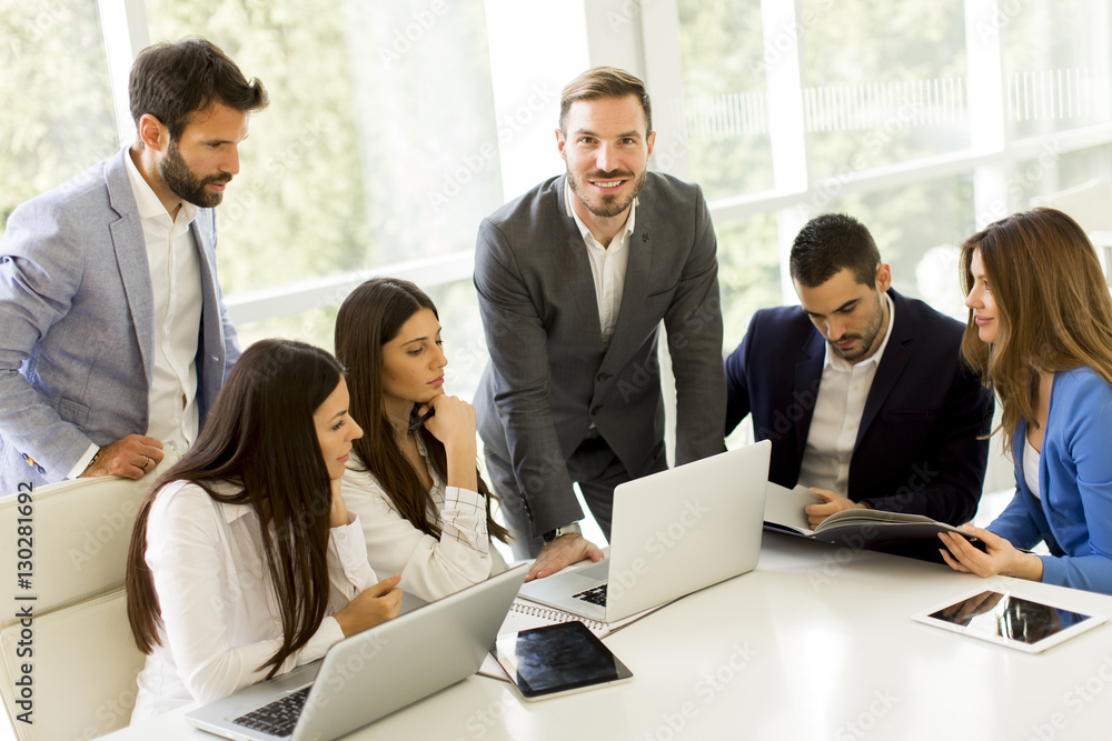 Young business people keeping team building in a modern office