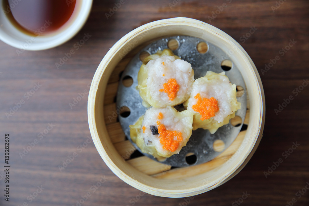 Chinese food dim sum in bamboo basket Chinese food dim sum in bamboo basket