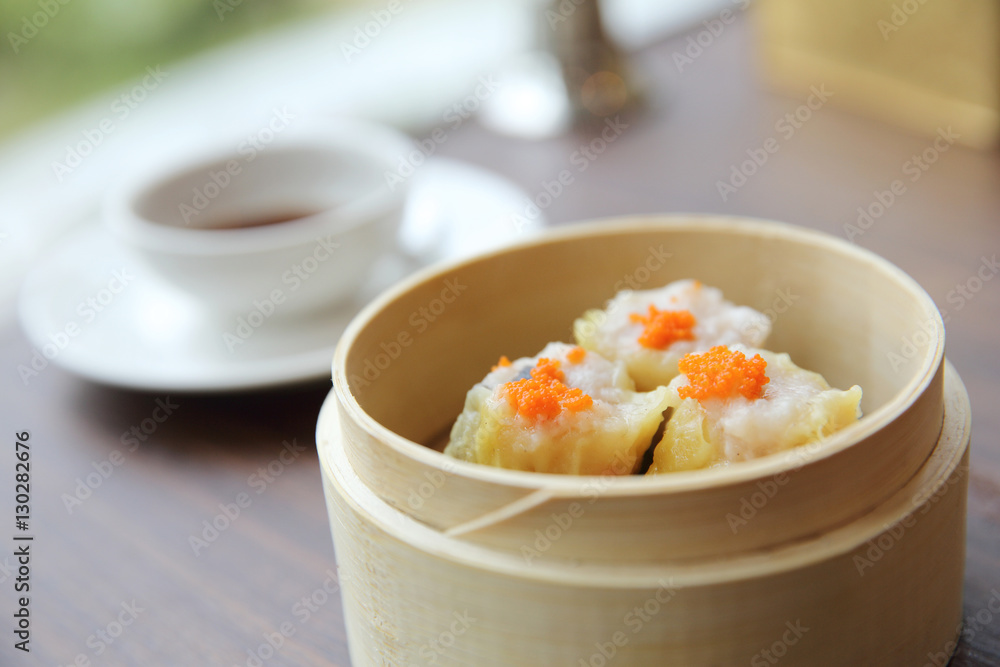 Chinese food dim sum in bamboo basket Chinese food dim sum in bamboo basket