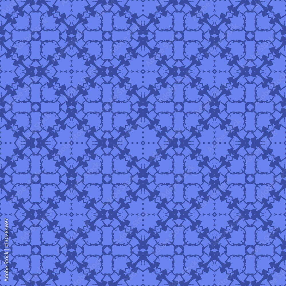 Fototapeta premium Blue Ornamental Seamless Line Pattern. Endless Texture. Oriental Geometric Ornament