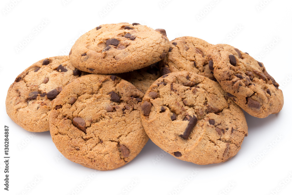 Chocolate chip cookies isolated on white background. Chocolate chip cookies isolated on white background.