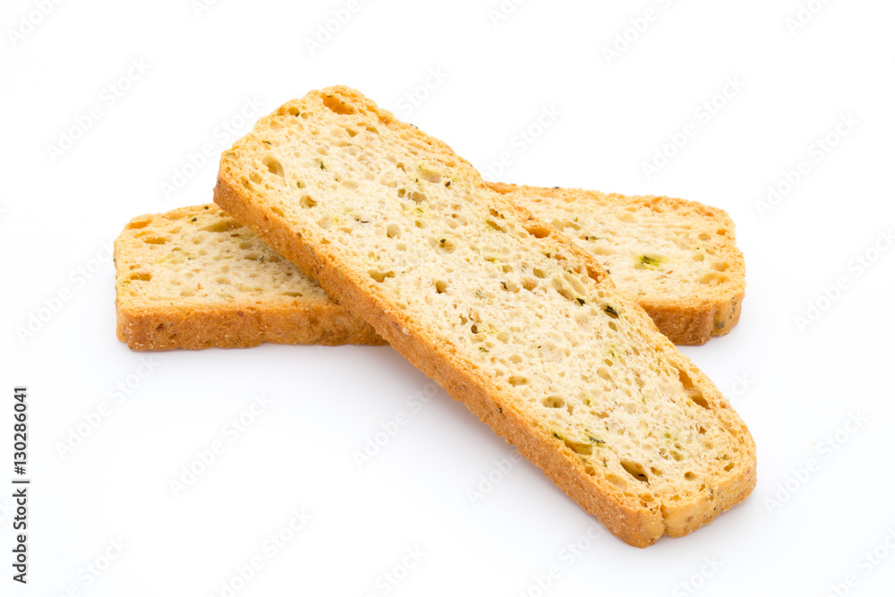 Garlic and herb bread slices. Eco food. Garlic and herb bread slices. Eco food.