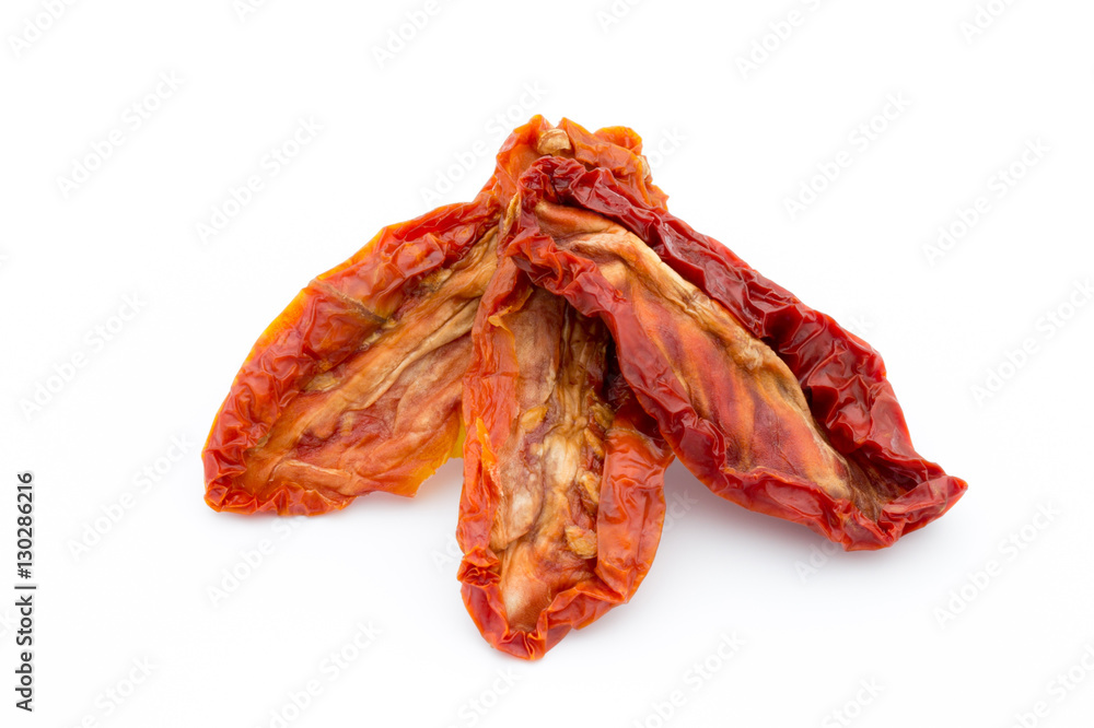 Dried tomatoes isolated on white background. Dried tomatoes isolated on white background.