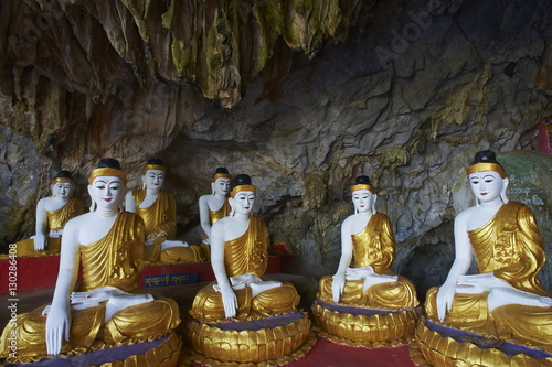 Statues of the Buddha, Saddar Cave, near Hpa-An, Karen State photo