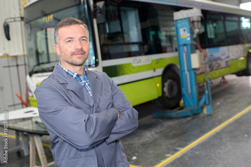 bus mechanic posing