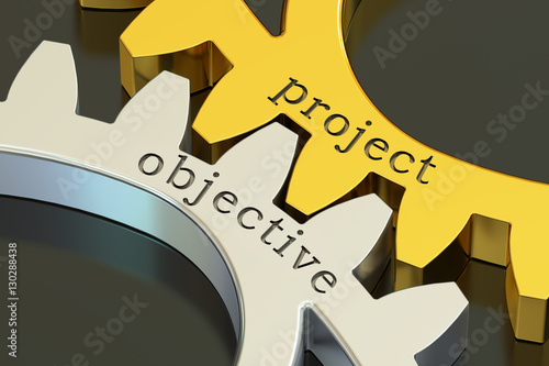 project objective concept on the gearwheels, 3D rendering