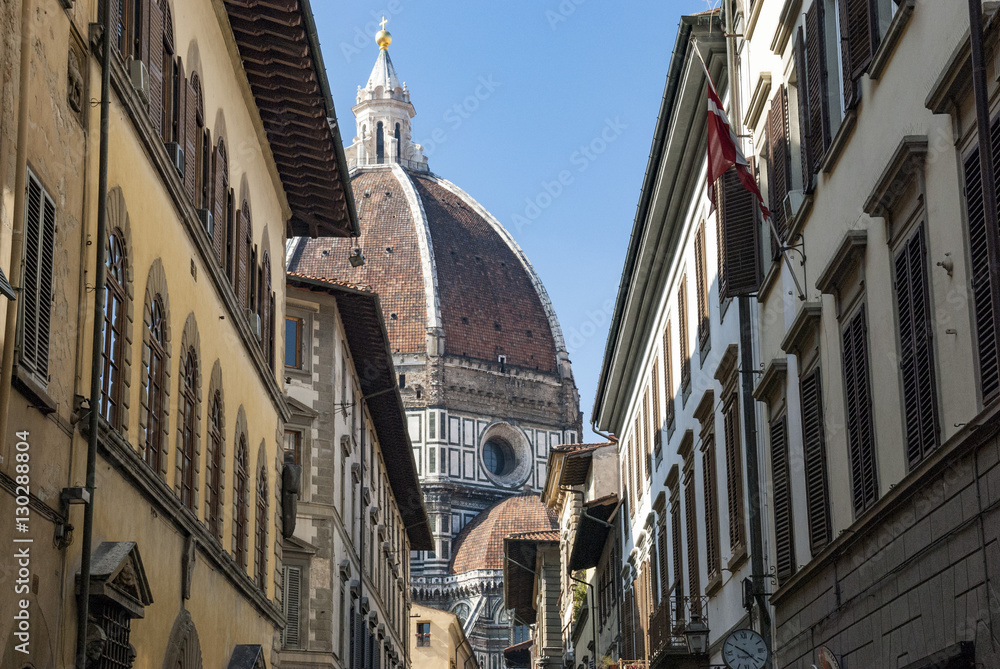 Street view of the Cathedral Santa Maria Del Fiore in Florence
