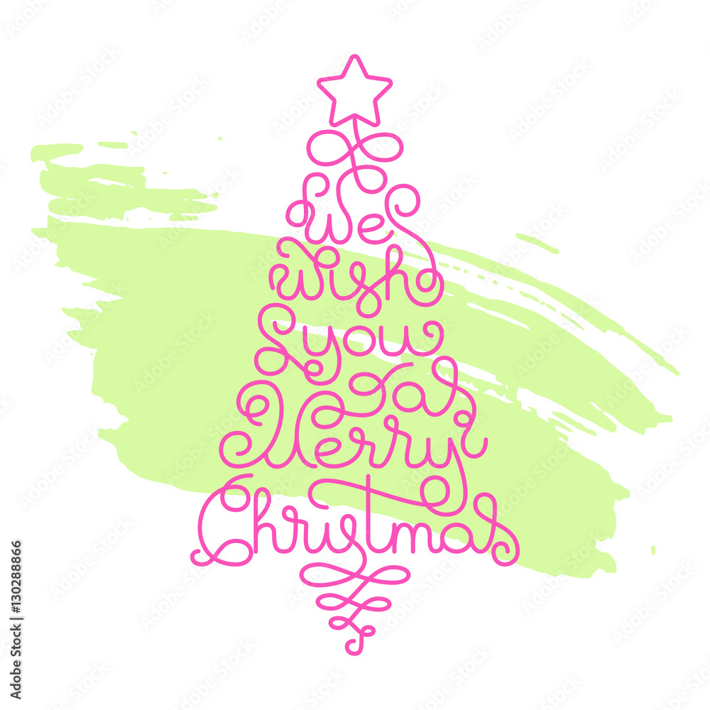 Holiday gift card with hand lettering We wish You a Merry Christmas on grunge brush background. Vector illustration for your design Holiday gift card with hand lettering We wish You a Merry Christmas on grunge brush background. Vector illustration for your design