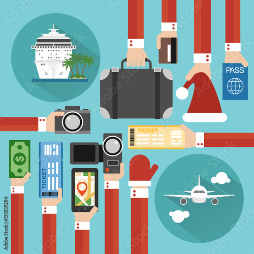 New Year Concept modern time to travel flat design