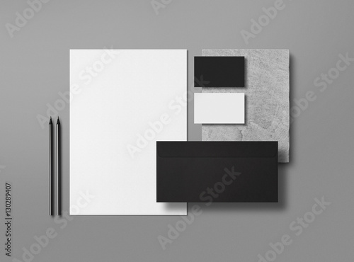 Mock up. Template for branding identity. Blank objects for placing your design. Sheets of paper, business cards and envelope.