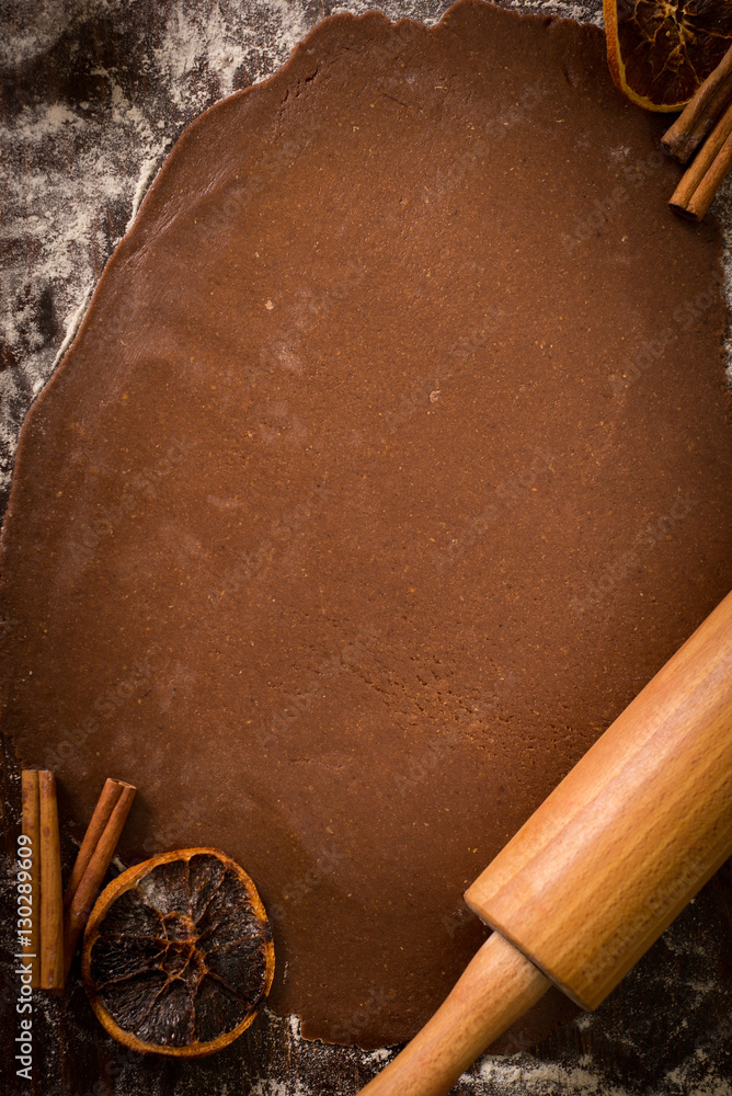Preparing dough for chocolate cookies.