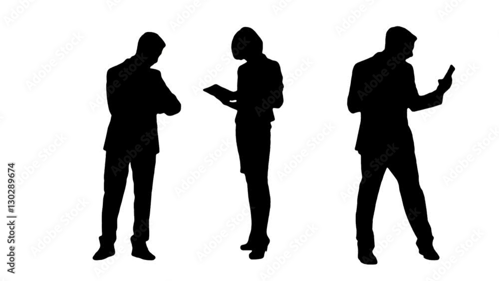 Multiple Silhouettes Of Busy Business People Multiple Silhouettes Of Busy Business People