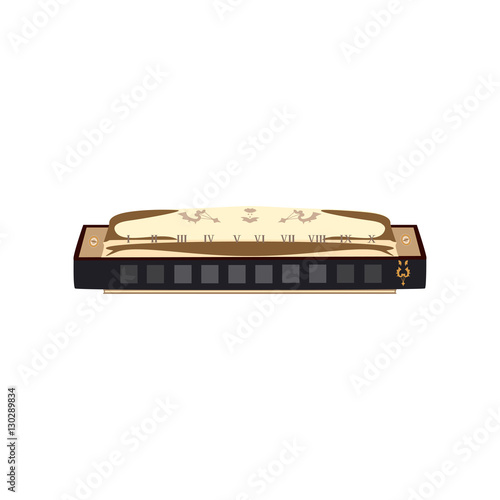 Vector illustration of Harmonica isolated on white background