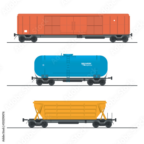vector illustration of railway cars collection, design elements