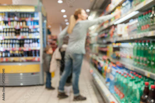 Blurred supermarket interior