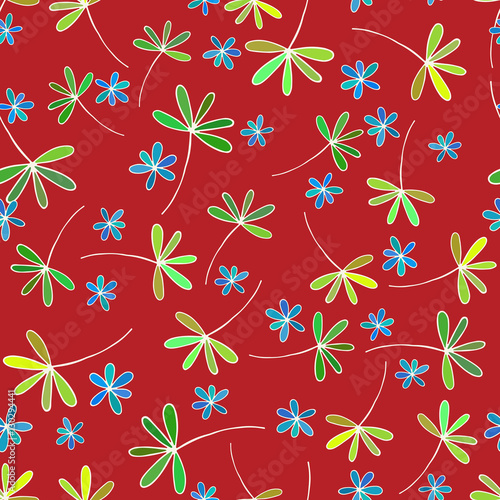 Seamless background  vector pattern for cushion  pillow  bandanna  kerchief  shawl fabric print. Texture for clothes and bedclothes. Hand drawn floral pattern made of doodles. Cartoon flowers