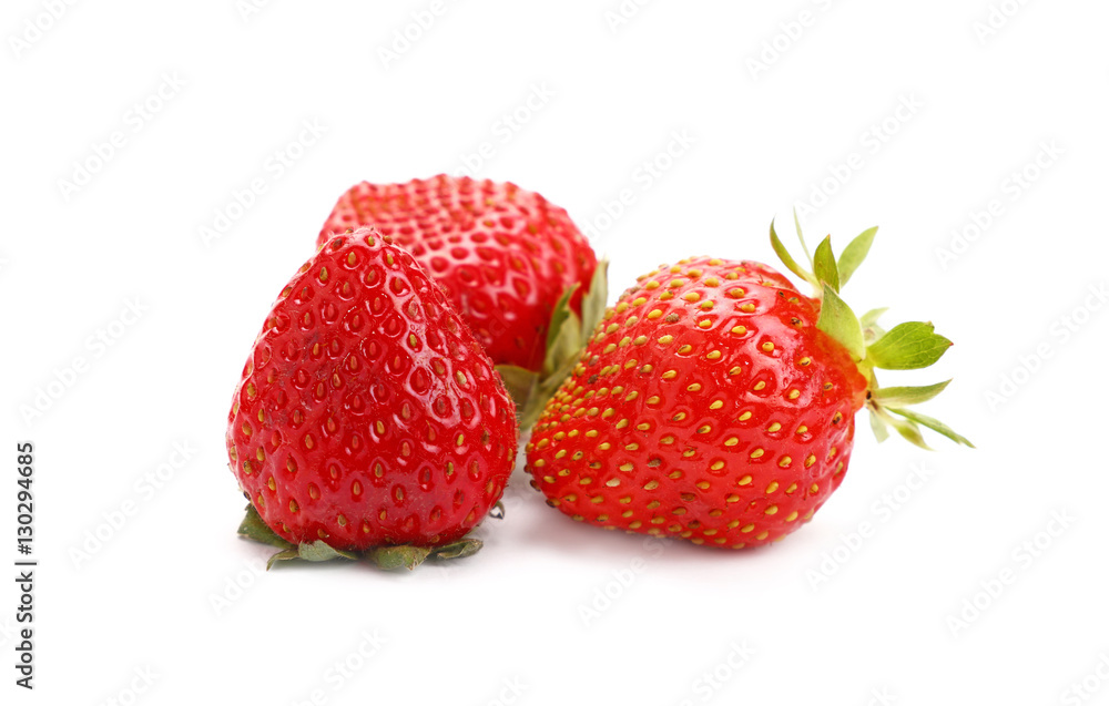 Fresh red ripe strawberries on white close up Fresh red ripe strawberries on white close up