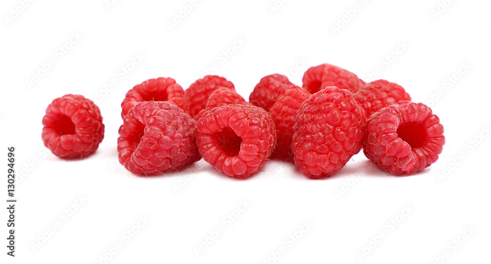 Fresh red ripe raspberries on white close up Fresh red ripe raspberries on white close up