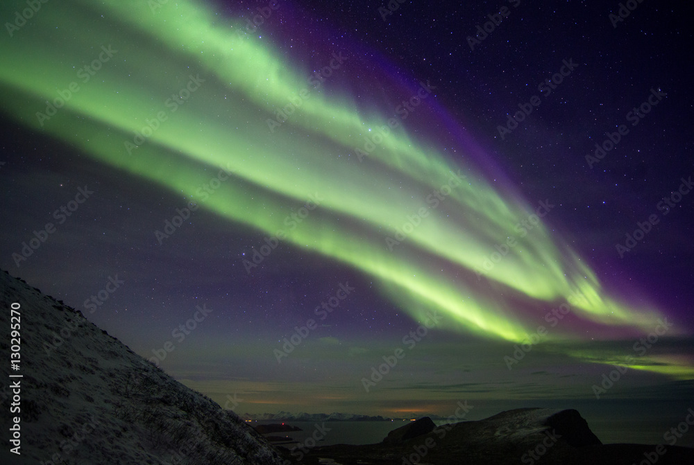 Arctic winter nights with northern lights and stars