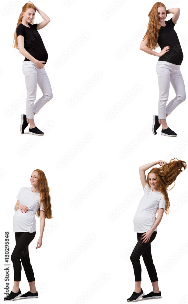 Fototapeta premium Pregnant woman in composite image isolated on white