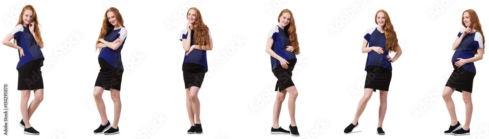 Pregnant woman in composite image isolated on white Pregnant woman in composite image isolated on white