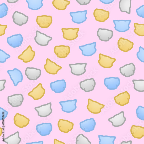 Kittens and puppies flat color pastel seamles vector background