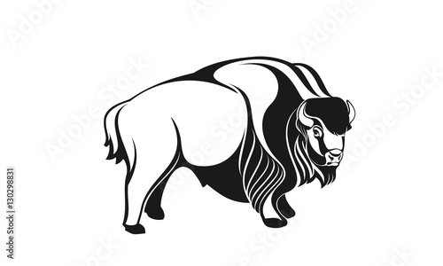 bison black color silhouette vector illustration set