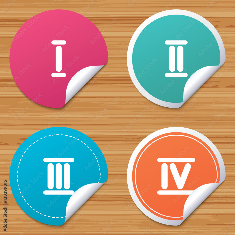Roman numeral icons. Number one, two, three. Roman numeral icons. Number one, two, three.