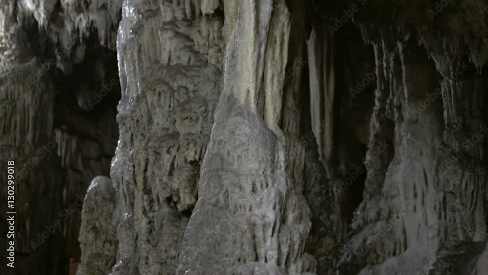 Majestic Shot Of Stalagmites Joined With Stalactites