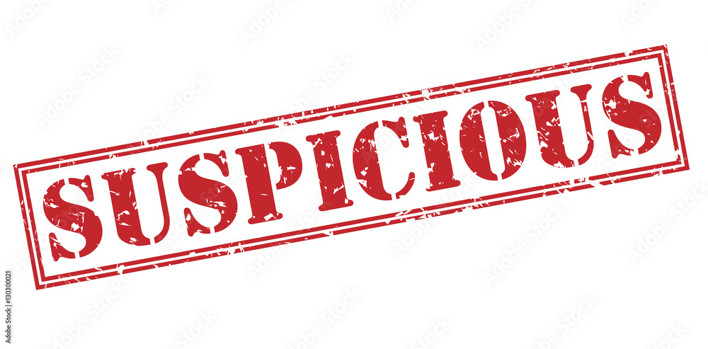 Φωτογραφία suspicious red stamp on white background