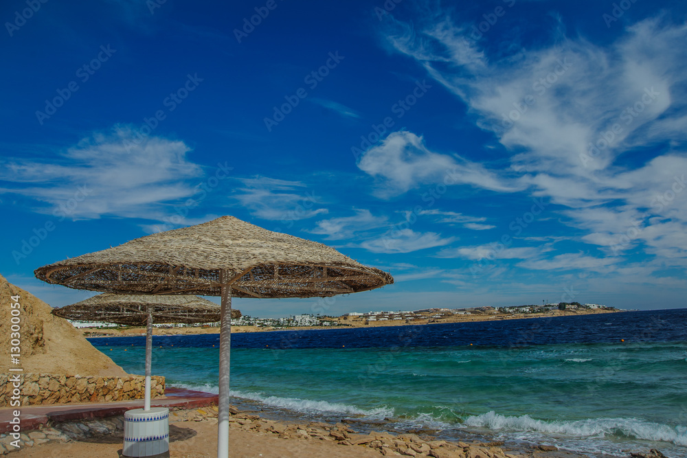 sunshade beach red sea blue sky beautiful view in tropical location