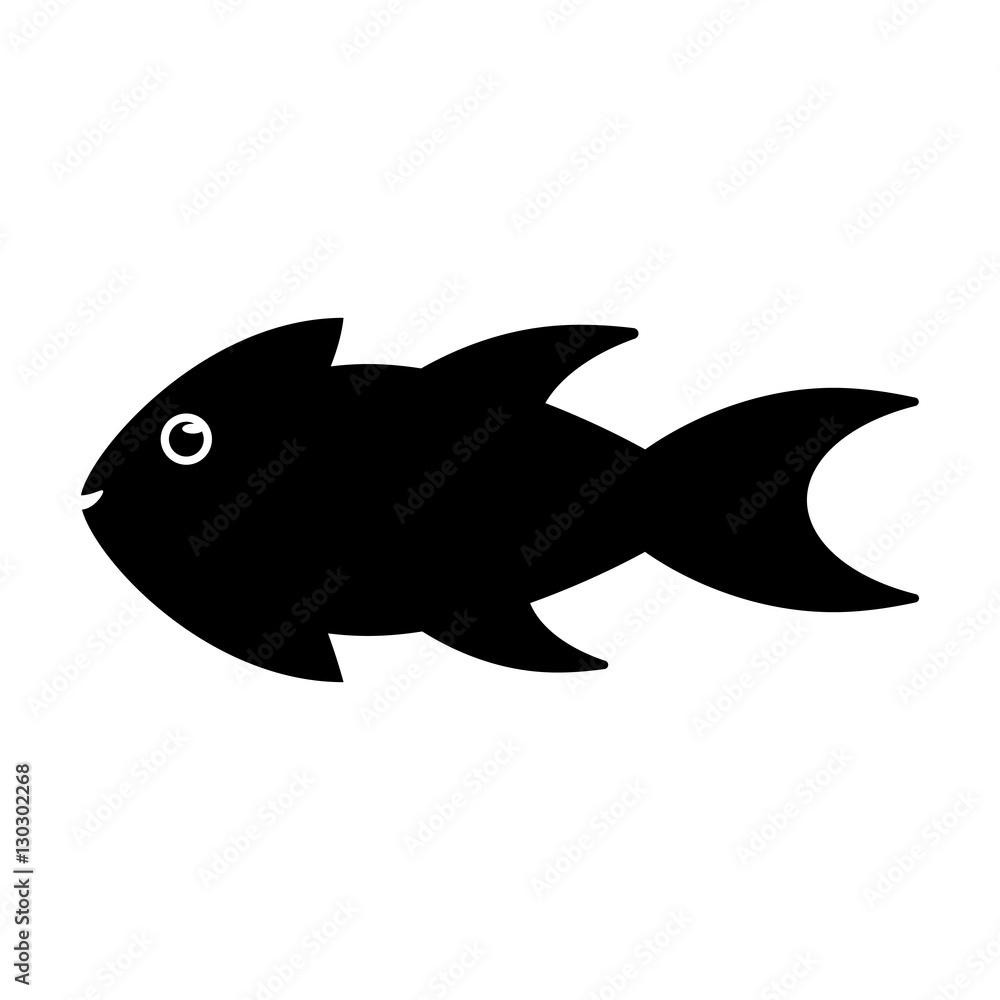 Obraz premium Fish animal cartoon icon. Sea life ecosystem fauna and ocean theme. Isolated and silhouette design. Vector illustration