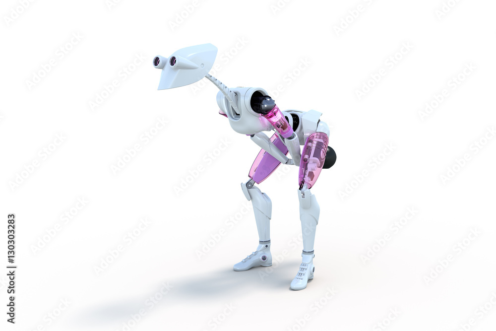 Robot exercising with Kettlebell Robot exercising with Kettlebell